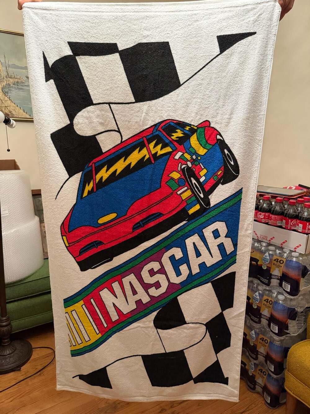 Jay Franco NASCAR Beach Towel Vintage 90s Race Car Checkered Flag